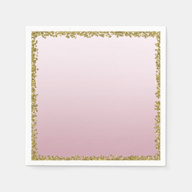 Guardanapo De Papel Blush Rosa Dourado Mergulhado Brilho Glam Brillho  (Frente)
