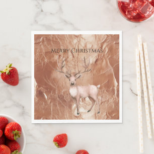 Guardanapo De Papel Blush Rosa Dourado Rosa Boho Veado Árvore