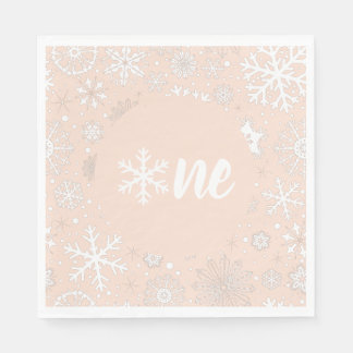 Guardanapo De Papel Blush Winter First Birthday Snowflake One Napkins