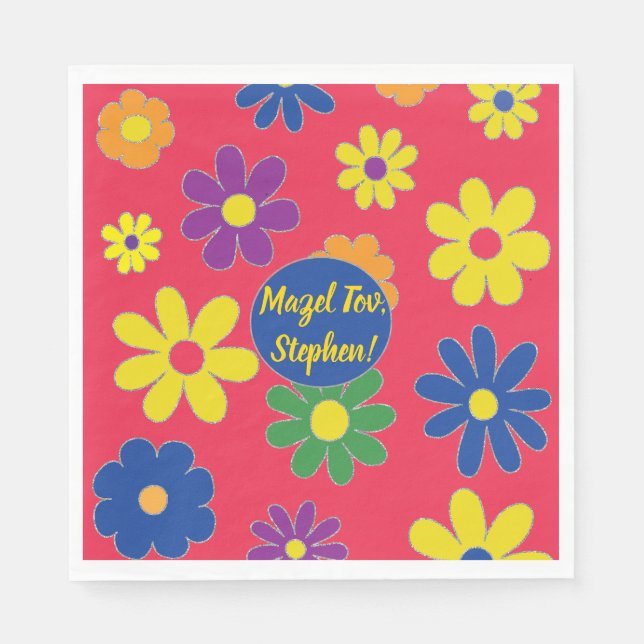 Guardanapo De Papel BM Bat ou Bar Mitzvah Napkin Flor (Frente)