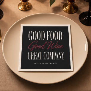 Guardanapo De Papel Boa Comida Bom Vinho Ótima Companhia Personalizada