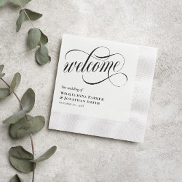 Guardanapo De Papel Boas-vindas ao Casamento de Script Negra