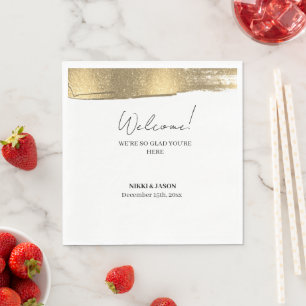 Guardanapo De Papel Boas-vindas ao Casamento Mínimo da Dourada Linha d