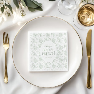 Guardanapo De Papel Boas-vindas ao Chuveiro Floral Toile Verde Antigo