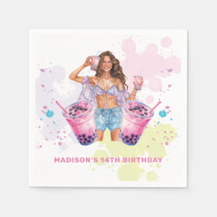 Guardanapo De Papel Boba Bubble Tea Birthday Personalizado