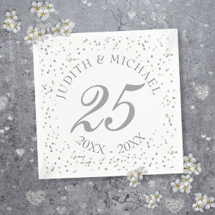 Guardanapo De Papel Bodas de Prata 25º Aniversário de Casamento Confet
