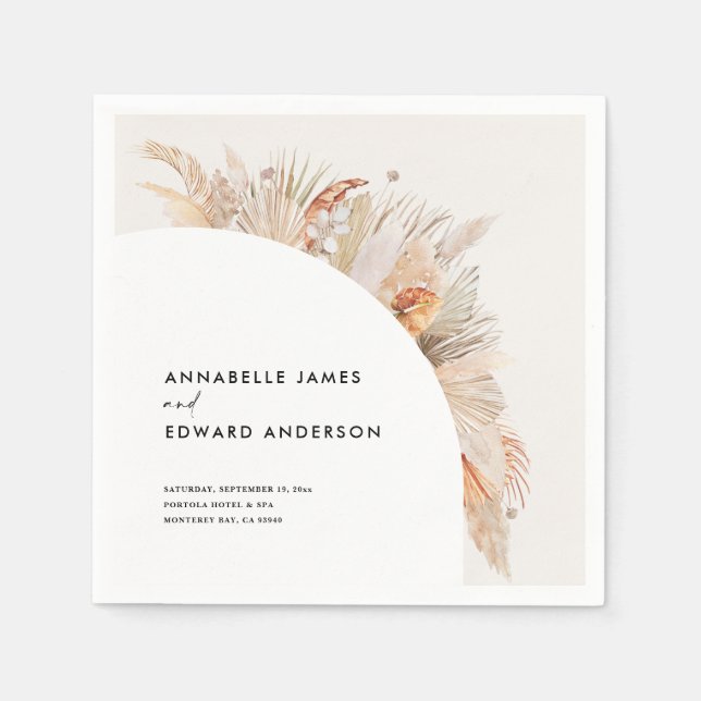 Guardanapo De Papel boêmia do orçamento, terracotta pampas, casamento (Frente)