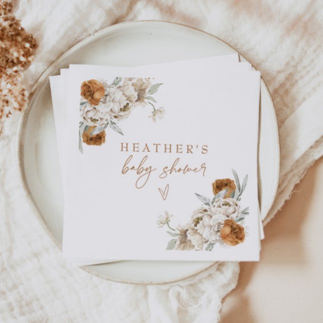 Guardanapo De Papel BOHEME Terracotta Floral Bohemian Chá de fraldas (Criador carregado)