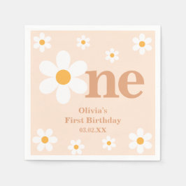 Guardanapo De Papel Bohemian Cóteo Daisy Primeiro Aniversário