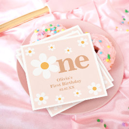 Guardanapo De Papel Bohemian Dusty Pink One Daisy primeiro aniversario