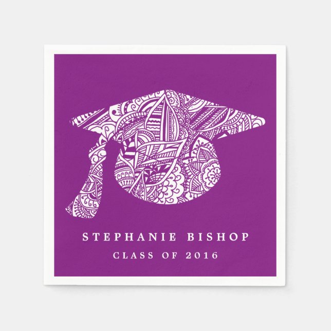Guardanapo De Papel Bohemian Mandala - Graduação De Padrão Que Roxo (Frente)