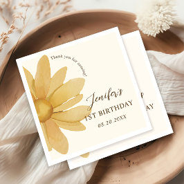 Guardanapo De Papel Bohemian Yellow Daisy Primeiro Aniversário