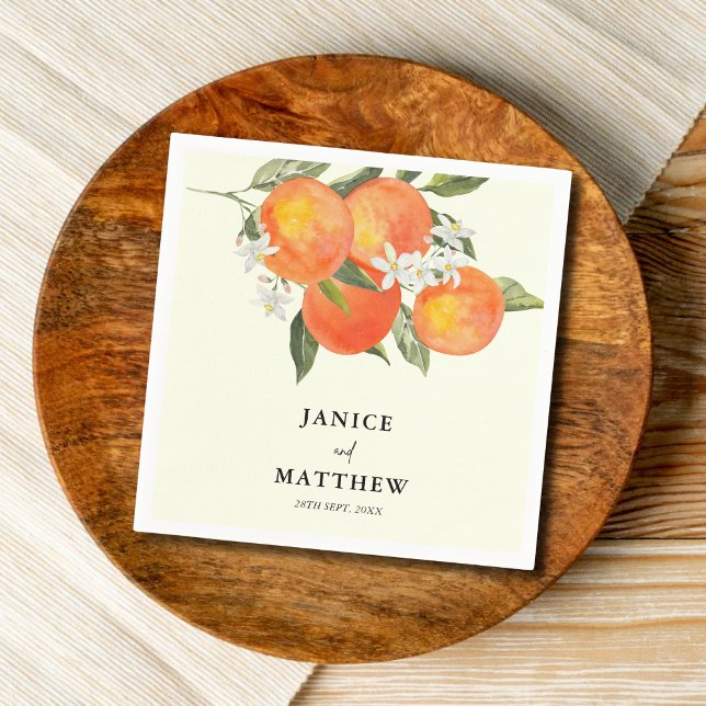 Guardanapo De Papel Boho Abstract Sketchy Orange Garden Wedding (Criador carregado)