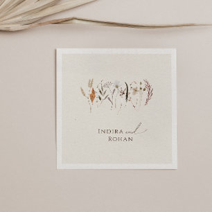 Guardanapo De Papel Boho Autumn Wildflower   Beige Wedding Napkins