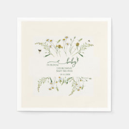 Guardanapo De Papel Boho Baby com Flores Silvestres em Flor Chá de Beb