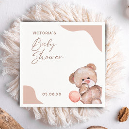 Guardanapo De Papel Boho Baby Girl Bear Elegante Chá de fraldas Coctai