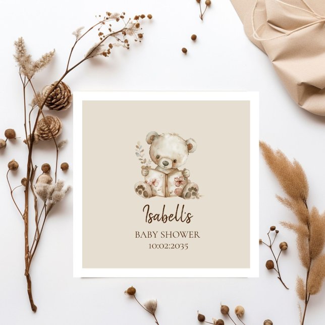 Guardanapo De Papel Boho Barly Wait Storytime Bear Chá de fraldas (Criador carregado)