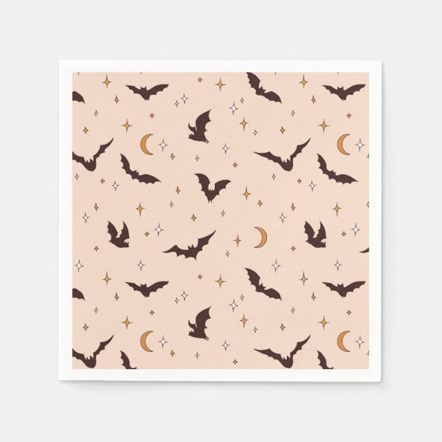 Guardanapo De Papel Boho Bats e Stars Halloween (Frente)