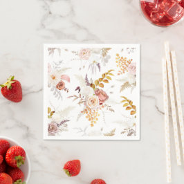 Guardanapo De Papel Boho Bege, Grama das Pampas Terracota Aquarela We