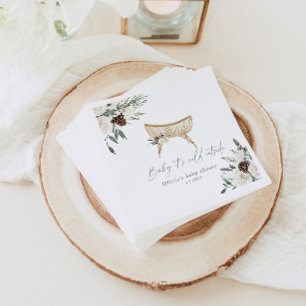 Guardanapo De Papel Boho berçário inverno evergreen chá de fraldas