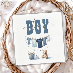 Guardanapo De Papel Boho Blue Clothesline Sweet é um Chá de fraldas