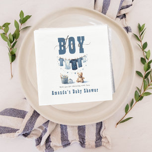 Guardanapo De Papel Boho Blue Clothesline Sweet é um Chá de fraldas