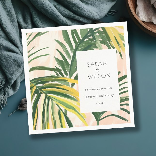Guardanapo De Papel Boho Blush Green Palm Beach Casamento (Criador carregado)