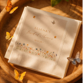 Guardanapo De Papel Boho Borboleta Flores Silvestres Chá de Noiva