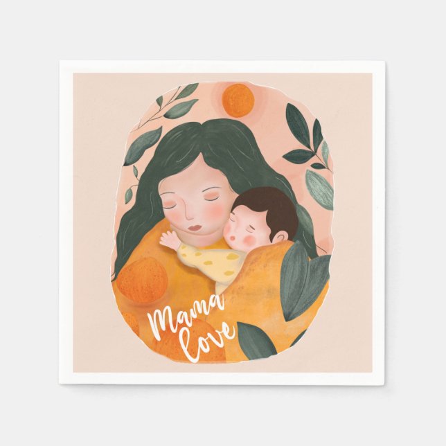 Guardanapo De Papel Boho Botanical Watercolor Motherhood (Frente)