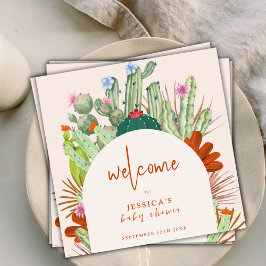 Guardanapo De Papel Boho Cactus Arch Desert Pampas Chá de fraldas Bem-