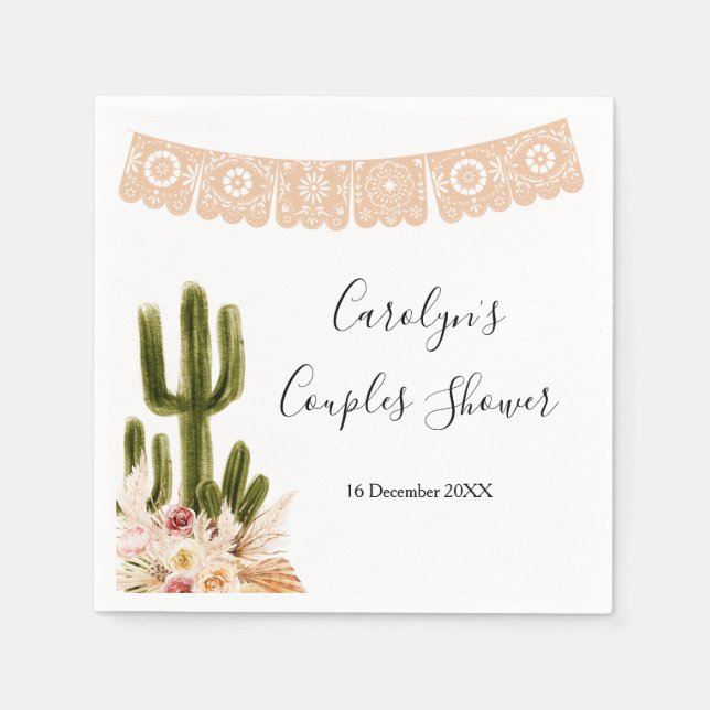 Guardanapo De Papel Boho Cactus Taco sobre chá de Casais de amor Napki (Frente)