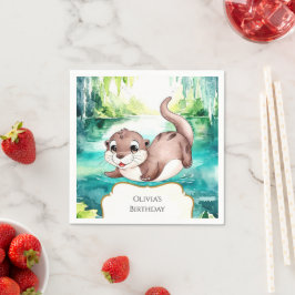 Guardanapo De Papel Boho Calm Otter Birthday