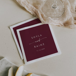 Guardanapo De Papel Boho Chic Burgundy Red Monograma Casamento Napkins