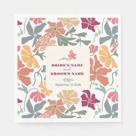 Guardanapo De Papel Boho Chic Floral Casamento Retro Meados do Século