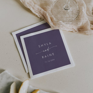 Guardanapo De Papel Boho Chic Plum Purple Monograma Casamento Napkins