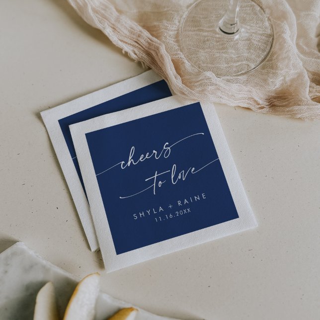 Guardanapo De Papel Boho Chic Royal Blue Cheers to Love Weding (Criador carregado)