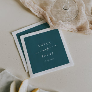 Guardanapo De Papel Boho Chic Teal Blue Monograma Casamento Napkins