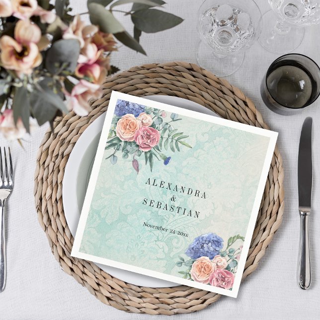 Guardanapo De Papel Boho Chique Flores Casamento Russo Verde (Criador carregado)