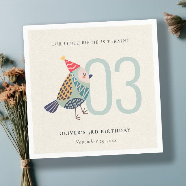 Guardanapo De Papel Boho-Cinto-Azul-Aqua Qualquer Idade Aniversário (Criador carregado)