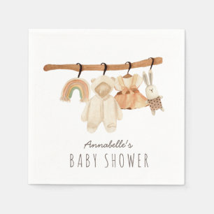 Guardanapo De Papel Boho Clotheline Girl Chá de fraldas Napkins