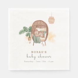 Guardanapo De Papel Boho Cozy Teddy Bear Sleep Chá de fraldas