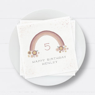Guardanapo De Papel Boho Daisy Rainbow Girls Birthday