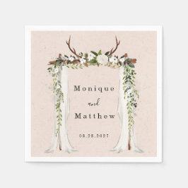 Guardanapo De Papel Boho Deer Antlers Casamento Russo da Cobra Branca