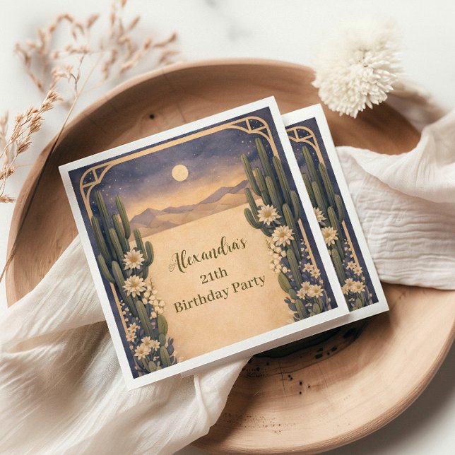 Guardanapo De Papel Boho Desert Cactus Birthday (Criador carregado)