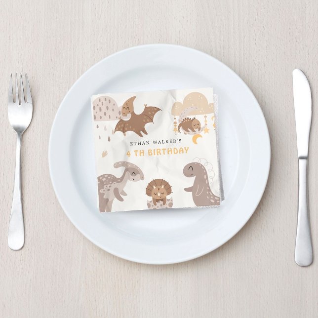 Guardanapo De Papel Boho Dinosaur Aniversário de criança Napkins (Criador carregado)