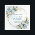 Guardanapo De Papel Boho Dusty Blue Floral Eucalyptus Gold Napkins<br><div class="desc">✅ For matching items search 237Y in my collections ✅ Celebrate in style with these elegant bridal shower paper napkins featuring watercolor dusty blue flowers, soft eucalyptus greenery, and a shimmering gold glitter frame. Designed with romantic script lettering, this boho floral theme is perfect for modern, chic, or garden bridal...</div>