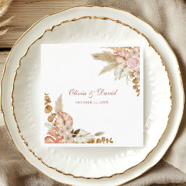 Guardanapo De Papel Boho Elegante Pampas Grass Casamento Floral Napkin