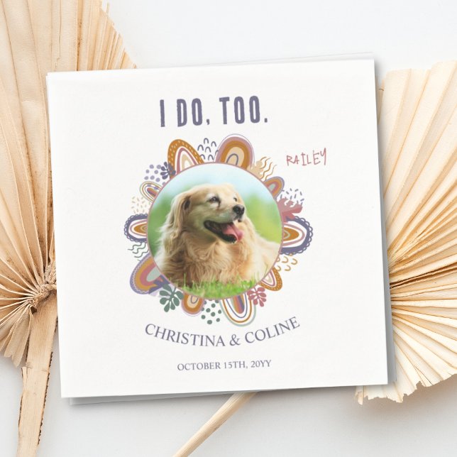 Guardanapo De Papel Boho Engraçado Pet Dog Foto Personalizada Casament (Criador carregado)