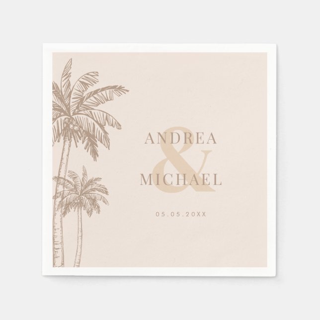 Guardanapo De Papel Boho Fall Palm Trees Ampersand Beach Wedding (Frente)