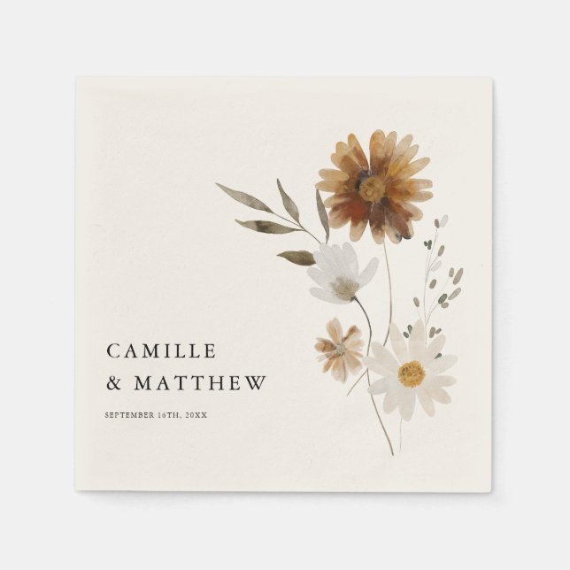 Guardanapo De Papel Boho Fall Wildflower Wedding (Frente)
